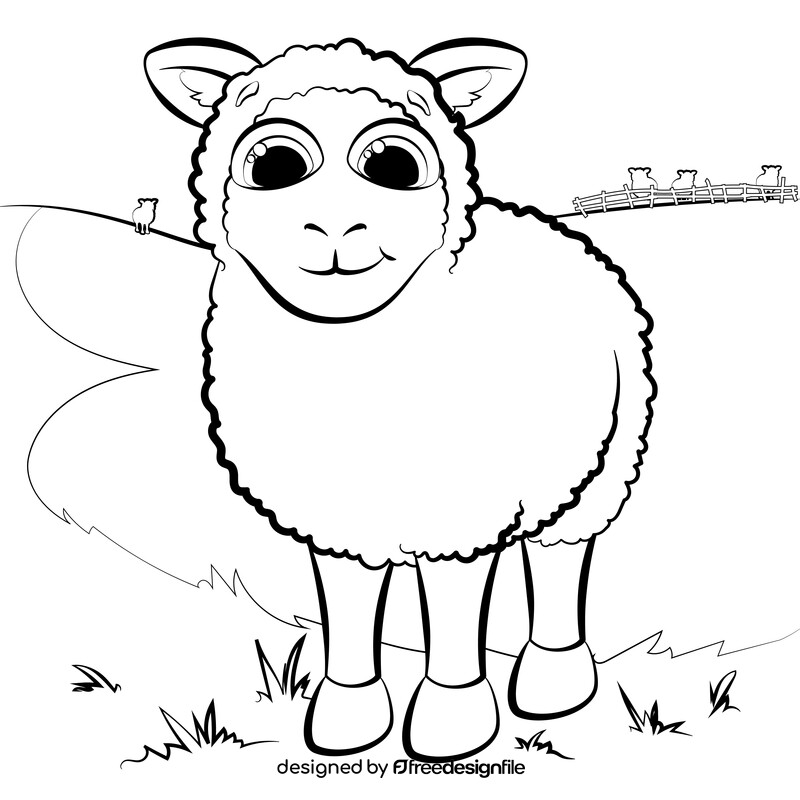 Sheep cartoon black and white vector