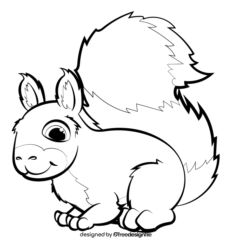 Squirrel cartoon black and white clipart