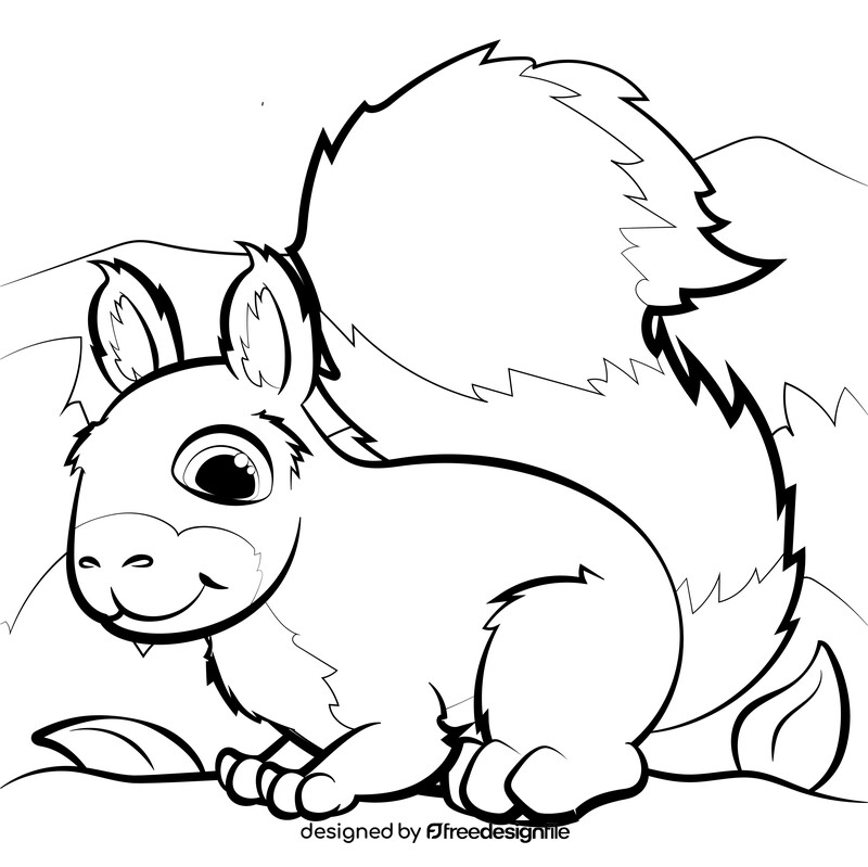 Squirrel cartoon black and white vector