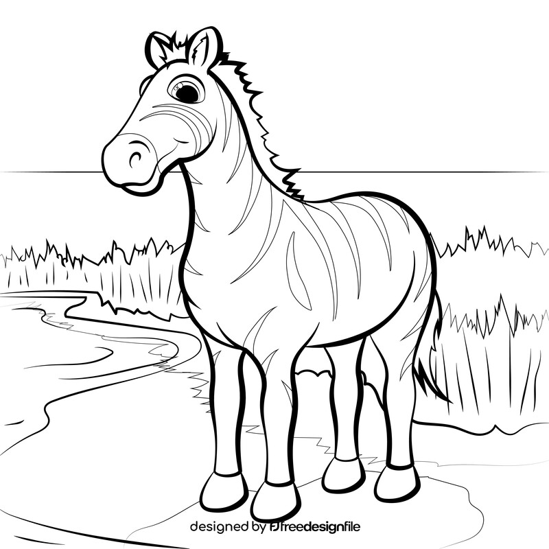 Zebra cartoon black and white vector