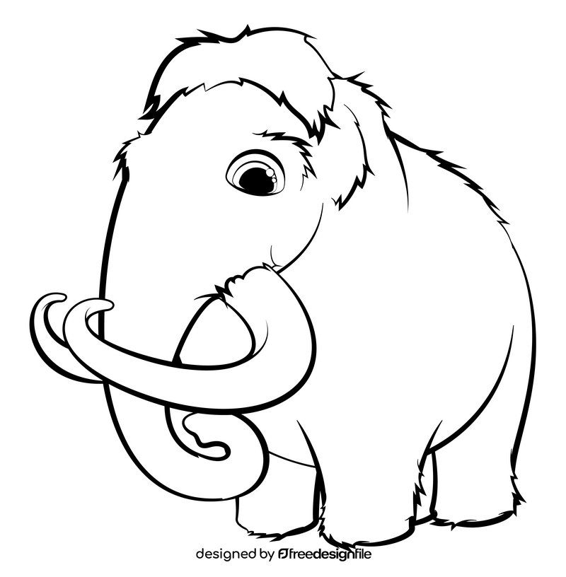 Mammoth cartoon black and white clipart