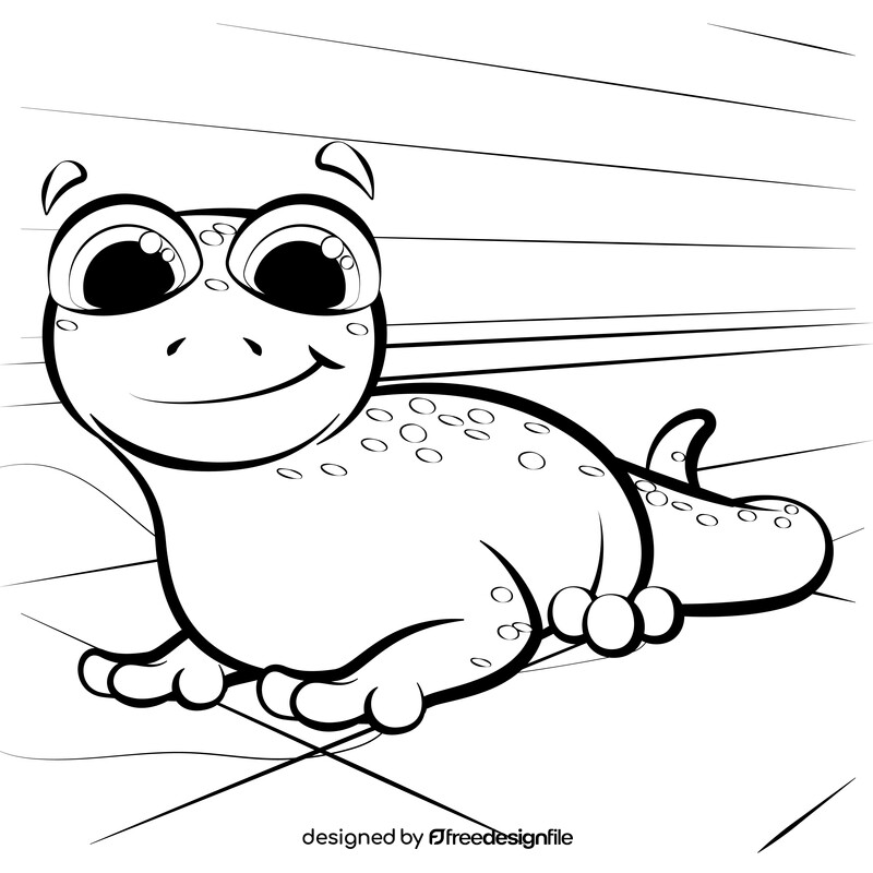 Gecko cartoon black and white vector