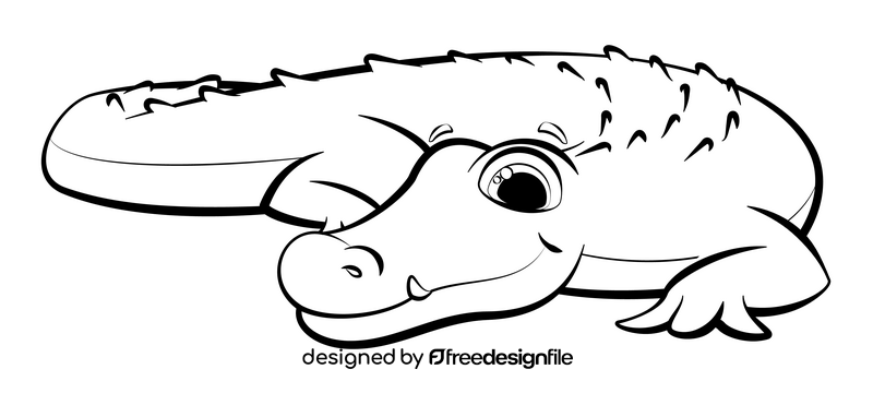 Alligator cartoon black and white clipart