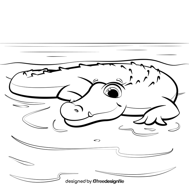 Alligator cartoon black and white vector