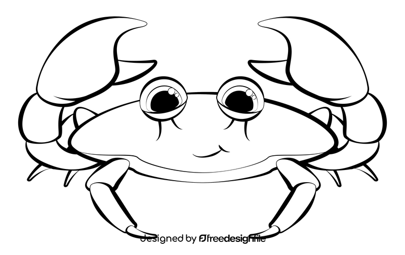 Crab cartoon black and white clipart