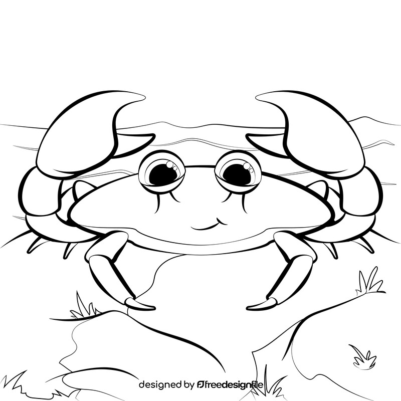 Crab cartoon black and white vector