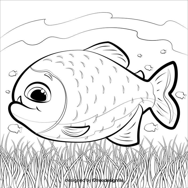 Piranha cartoon black and white vector