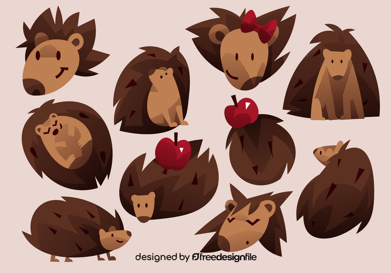 Hedgehog cartoon set vector