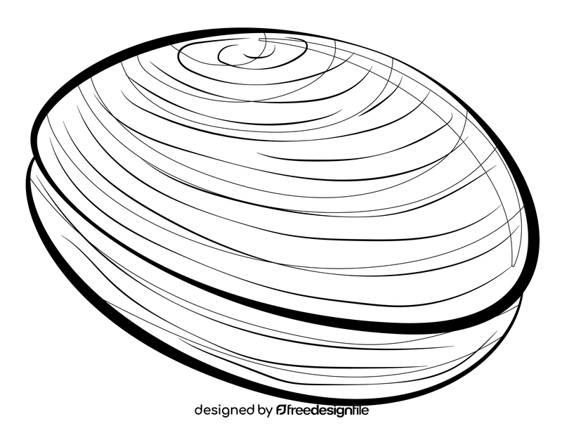 Clam cartoon black and white clipart