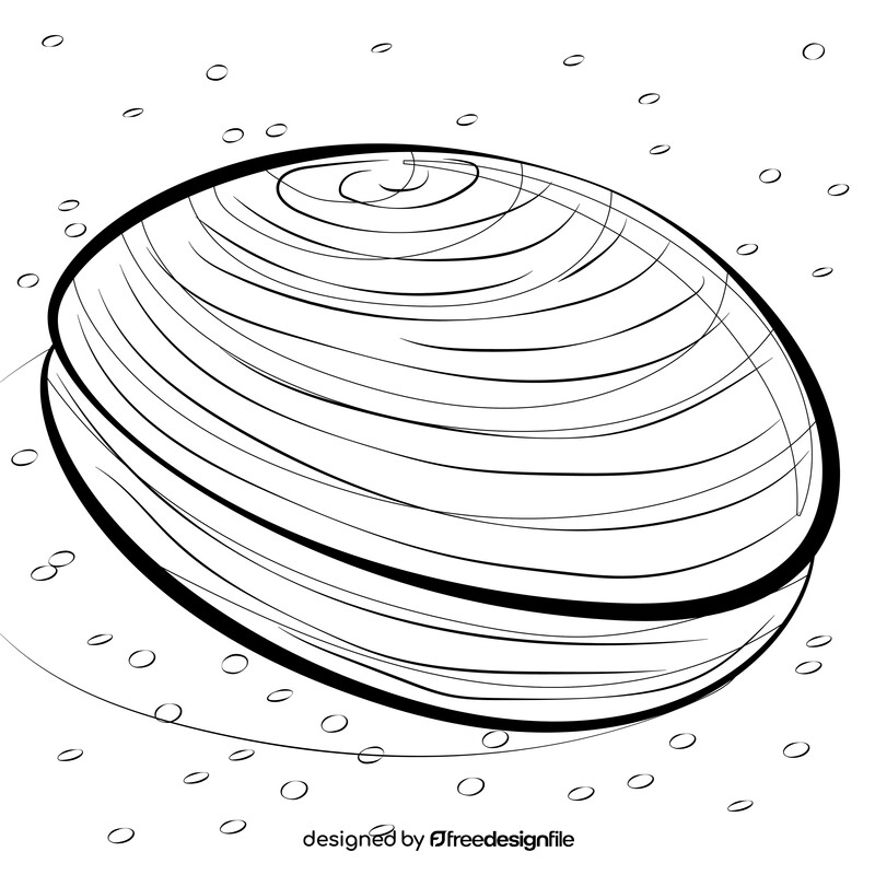 Clam cartoon black and white vector