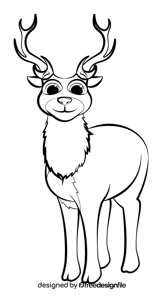 Stag cartoon black and white clipart