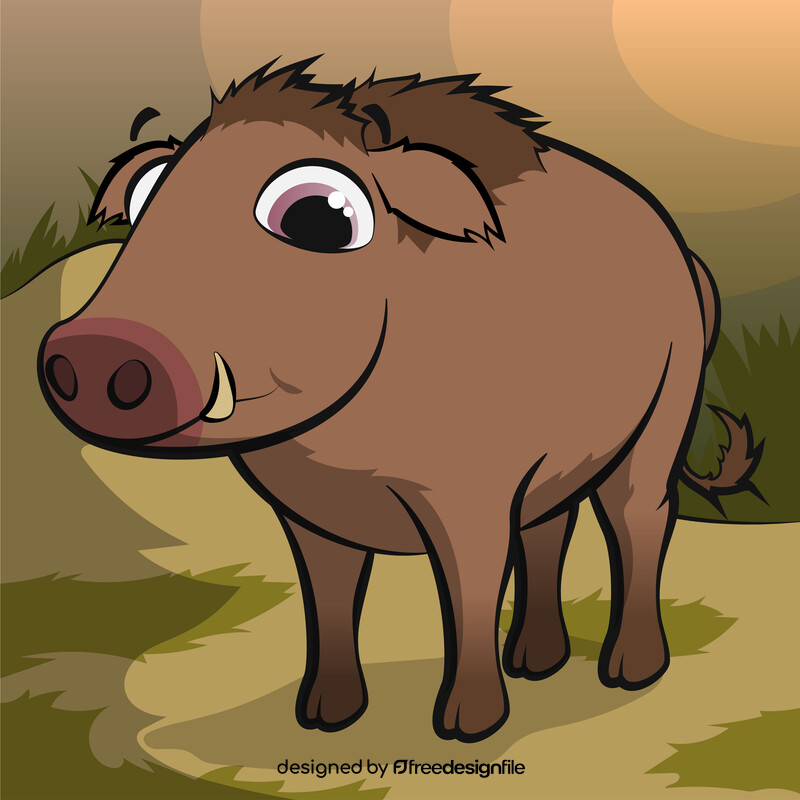 Wild boar cartoon vector