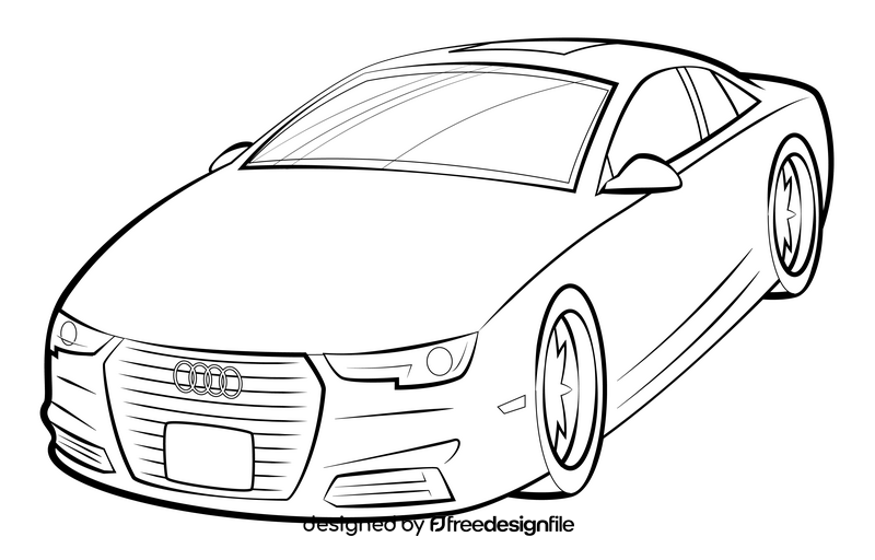 Audi A4 drawing black and white clipart
