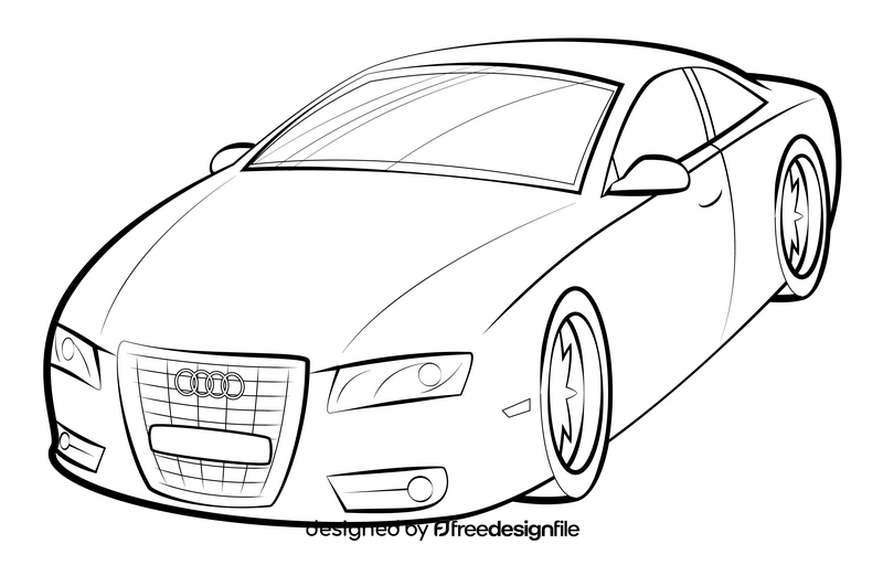 Audi A5 coupe drawing black and white clipart