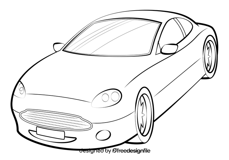 Aston Martin DB7 drawing black and white clipart