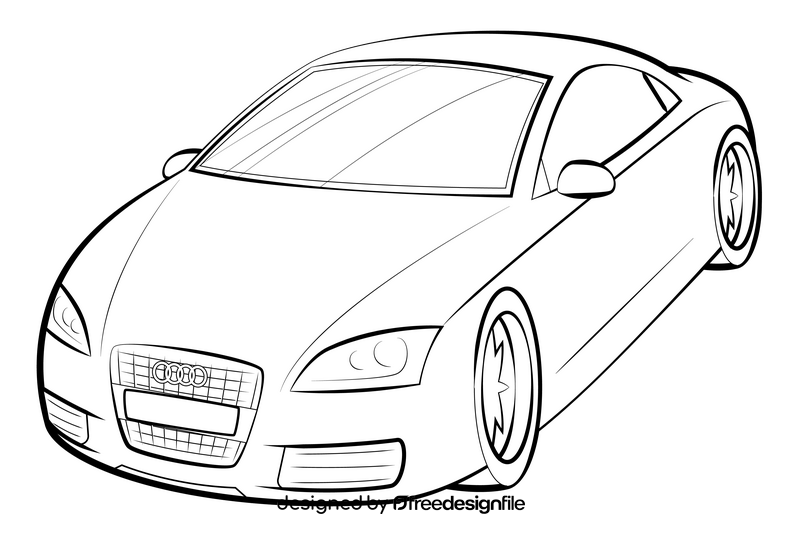 Audi TTS coupe drawing black and white clipart