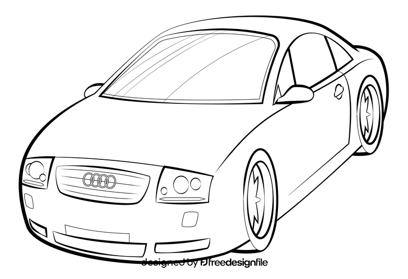 Audi TT drawing black and white clipart