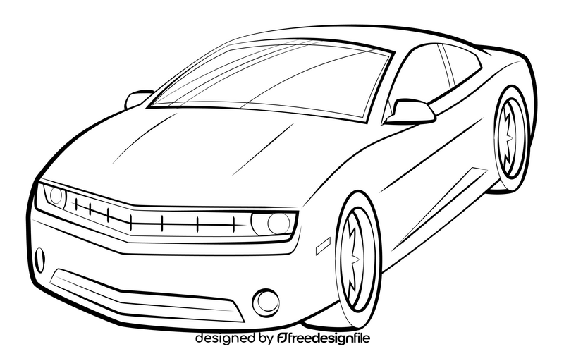 Chevrolet Camaro drawing black and white clipart