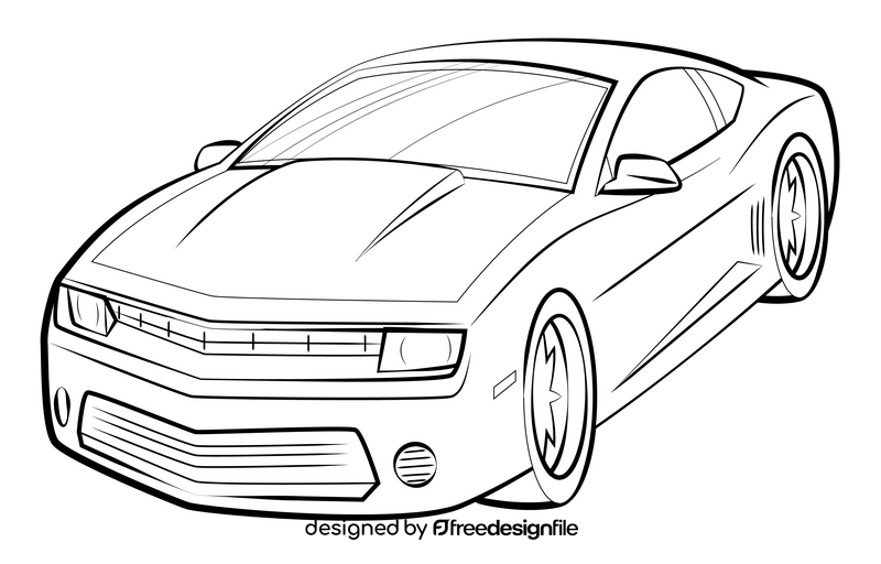 Chevrolet Camaro drawing black and white clipart