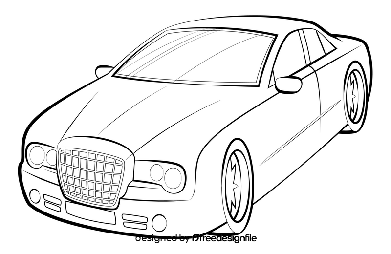 Chrysler 300c drawing black and white clipart