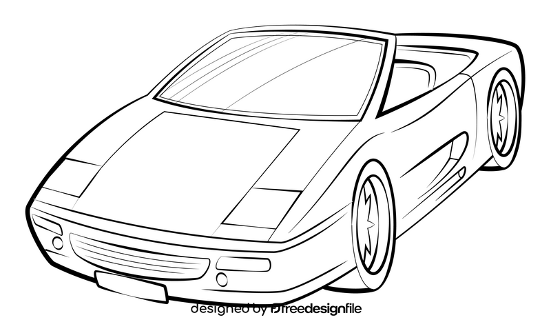 Ferrari F355 Spider drawing black and white clipart