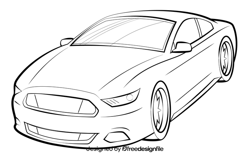 Ford Mustang drawing black and white clipart