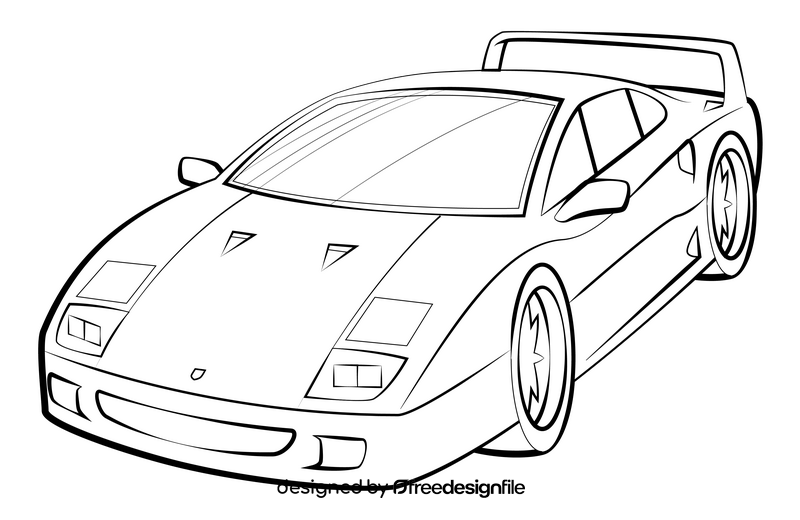 Ferrari F40 drawing black and white clipart