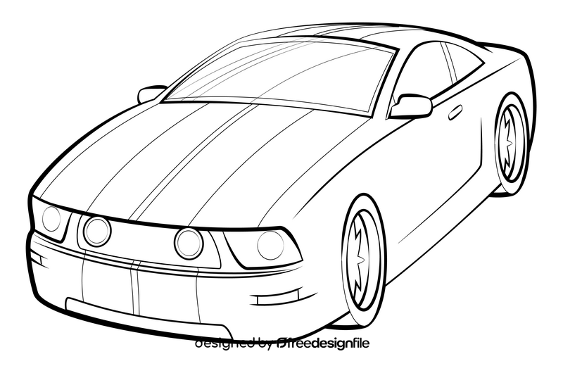 Ford Mustang drawing black and white clipart