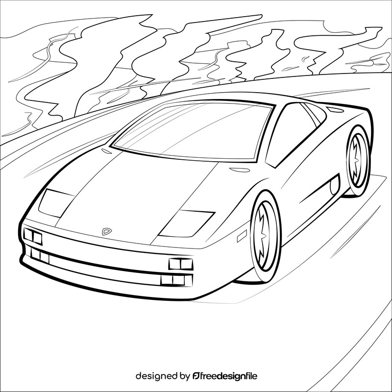 Lamborghini Diablo black and white vector