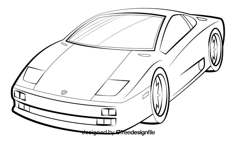 Lamborghini Diablo drawing black and white clipart