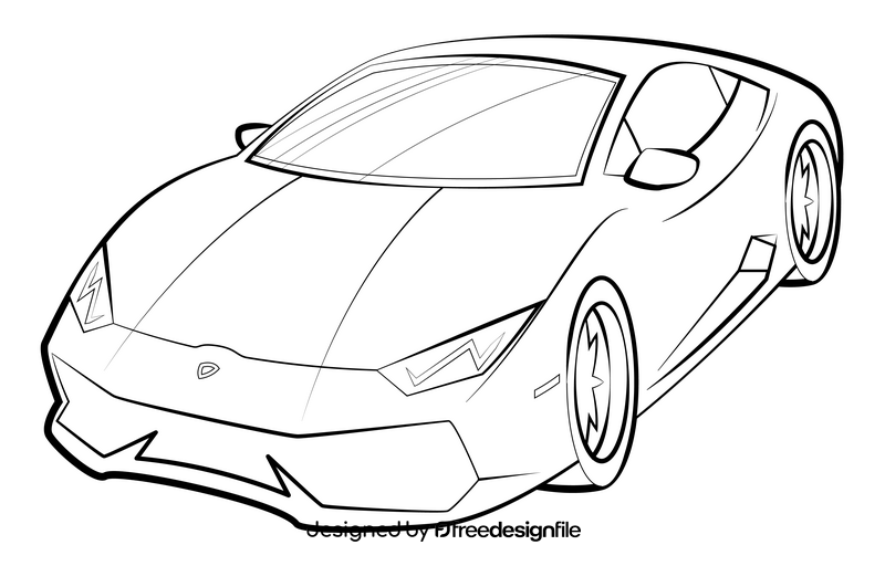 Lamborghini Huracan drawing black and white clipart