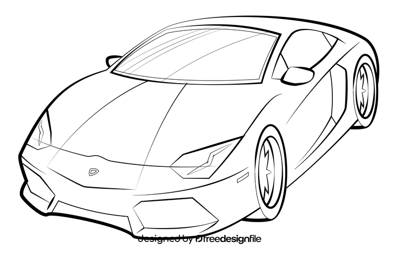 Lamborghini Aventador drawing black and white clipart