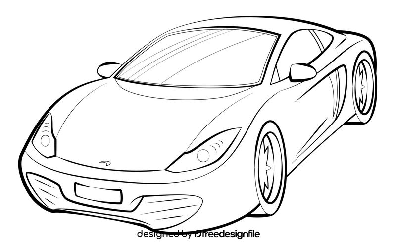 McLaren MP4 12C drawing black and white clipart