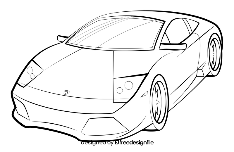 Lamborghini Murcielago drawing black and white clipart