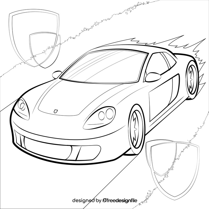 Porsche Carrera GT black and white vector