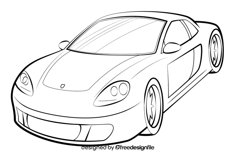 Porsche Carrera GT drawing black and white clipart