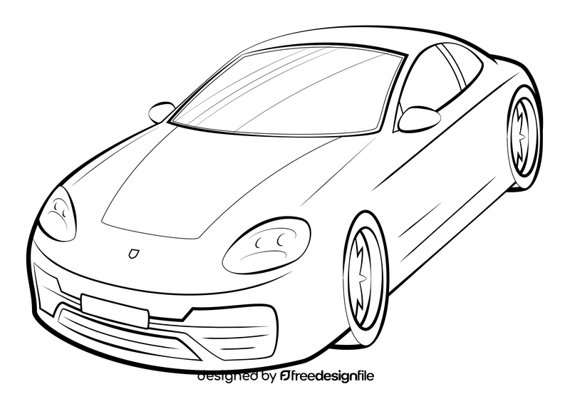 Porsche Panamera drawing black and white clipart