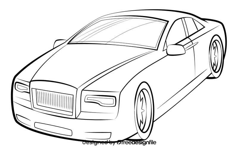 Rolls Royce drawing black and white clipart