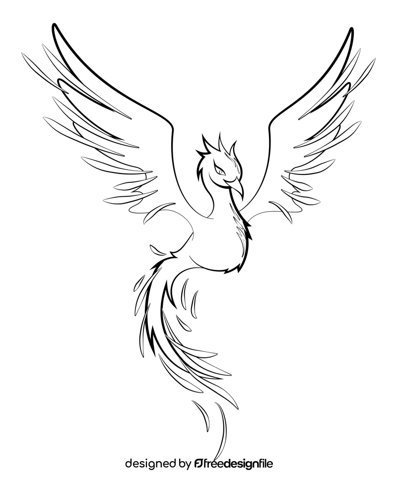 Phoenix black and white clipart