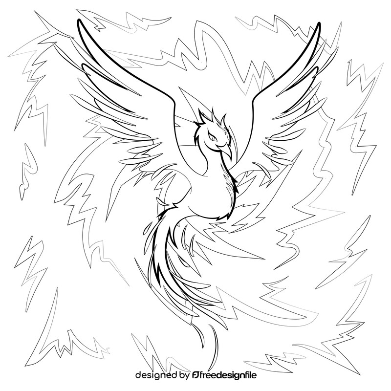 Phoenix drawing black and white vector