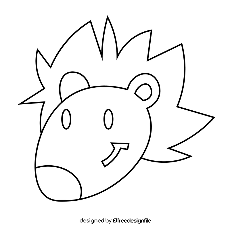 Hedgehog head black and white clipart