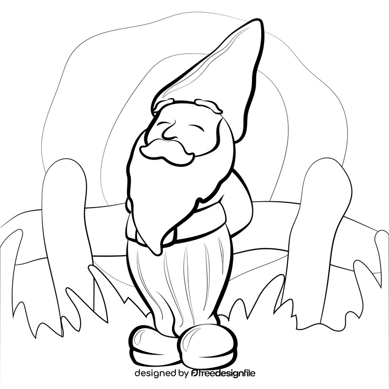 Gnome drawing black and white vector