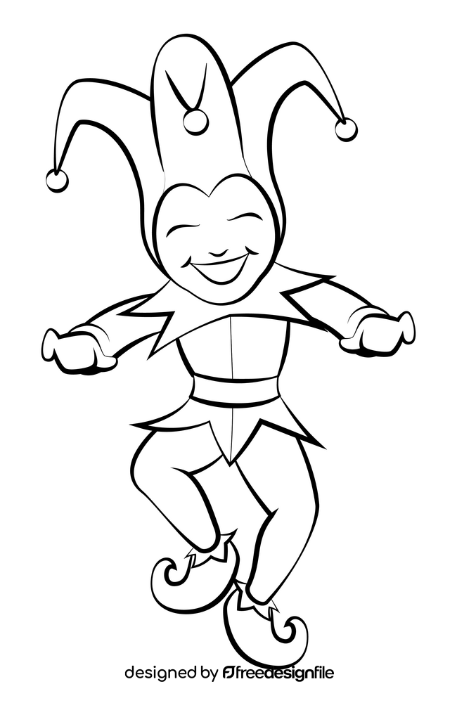 Jester black and white clipart