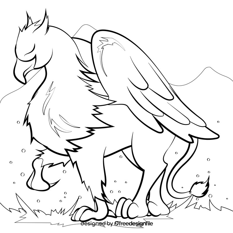 Griffin drawing black and white vector