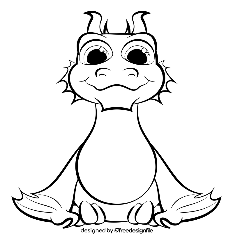 Dragon black and white clipart