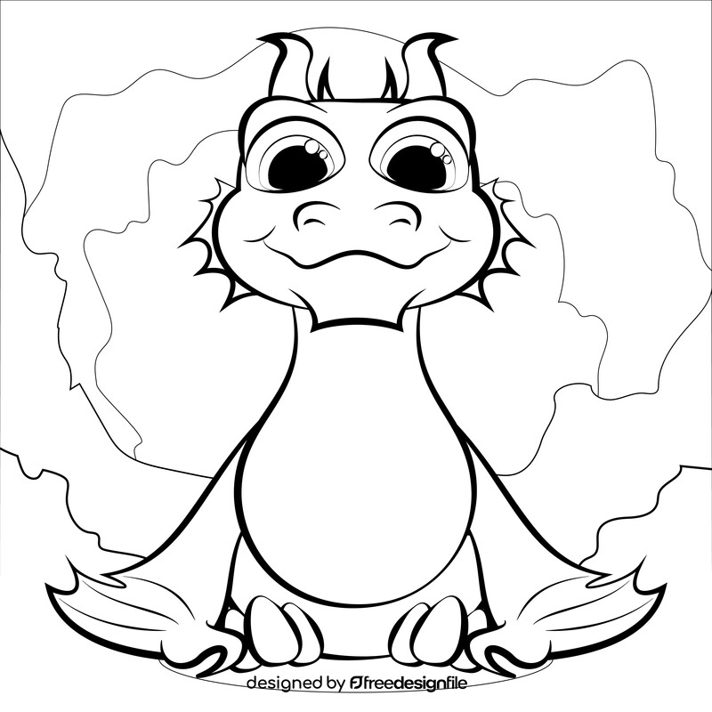 Dragon drawing black and white vector