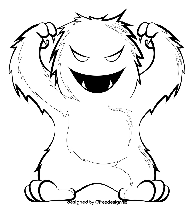 Monster black and white clipart