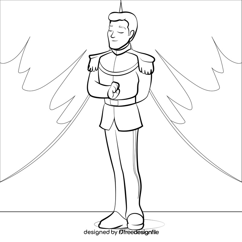 Prince charming drawing black and white vector
