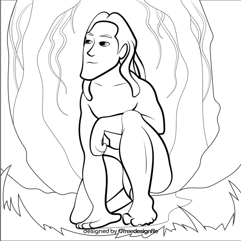 Tarzan drawing black and white vector