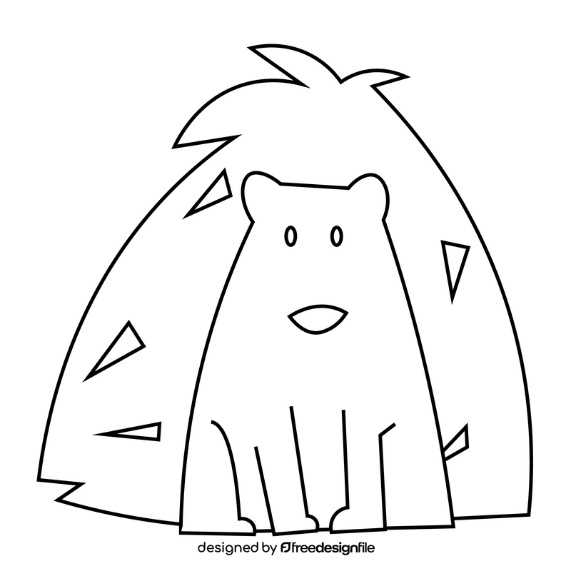 Cute hedgehog drawing black and white clipart